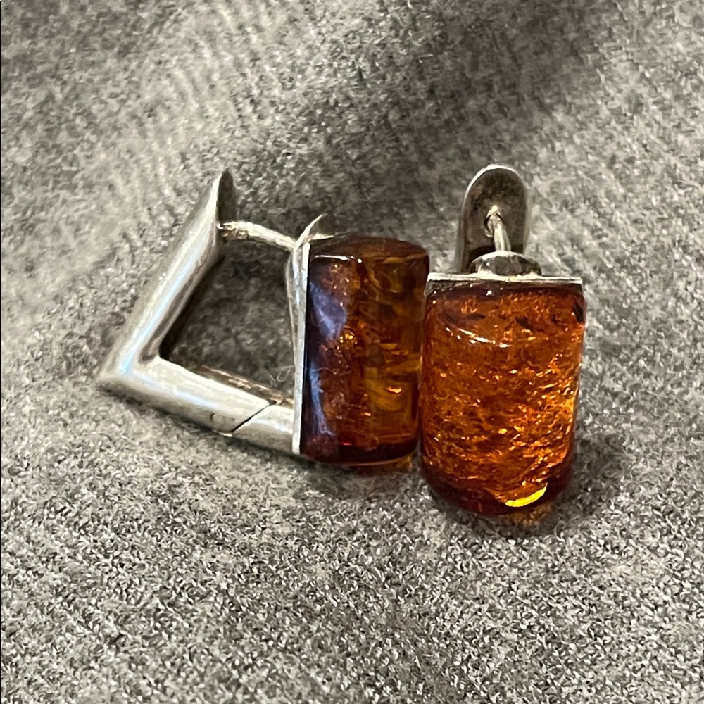 Sterling Amber Earrings